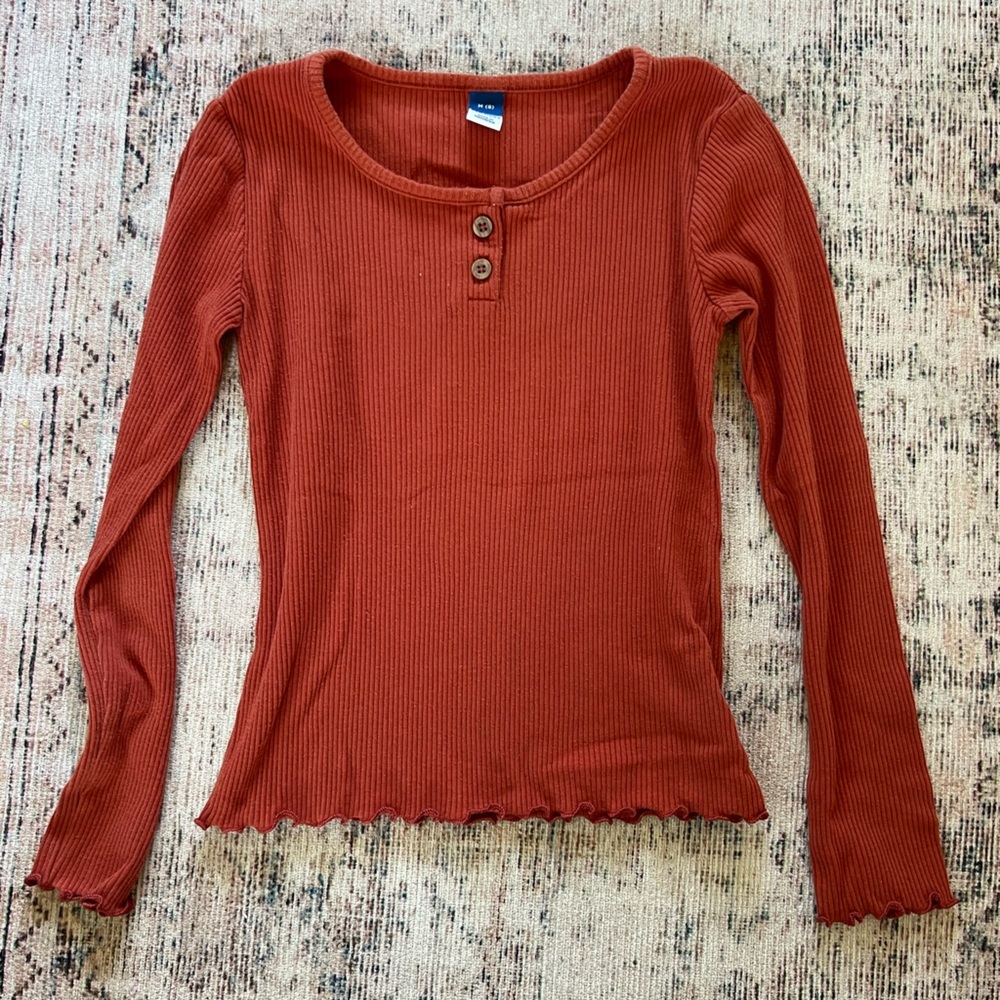 Old Navy Rust Long Sleeve Tee girls medium